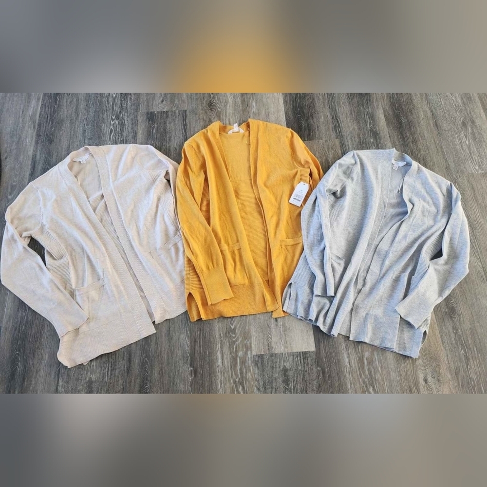 Women's Open Front Cardigan Sweaters- Yellow, Gray, Cream